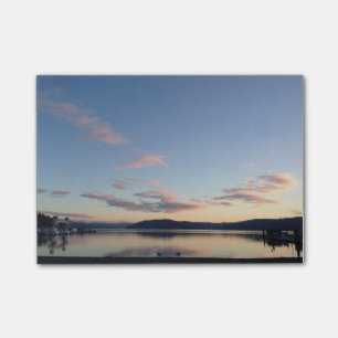 Notes de post-it de coucher du soleil de lac