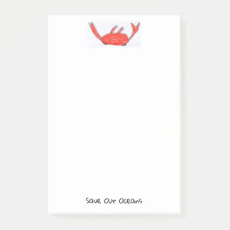 notes de post-it de crabe