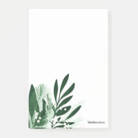 Notes de post-it de la conception du bouquet vert