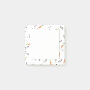 Notes de post-it de motif de lapin et de carotte