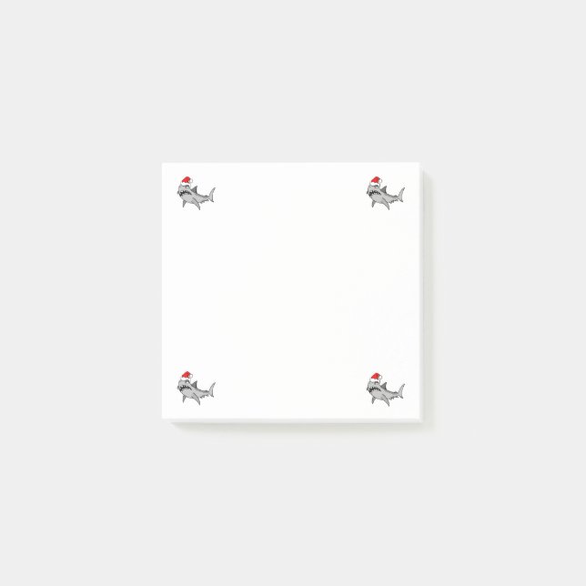 Notes de post-it de requin de Père Noël (Devant)
