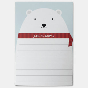 Notes de post-it douces d'ours blanc