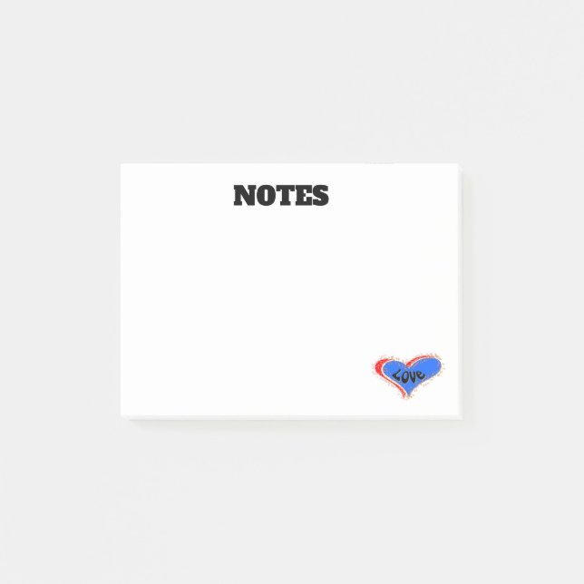Notes de post-it du coeur de l'amour personnalisé (Devant)