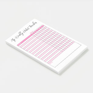 Notes de post-it minimaliste Pink Weekly Habit