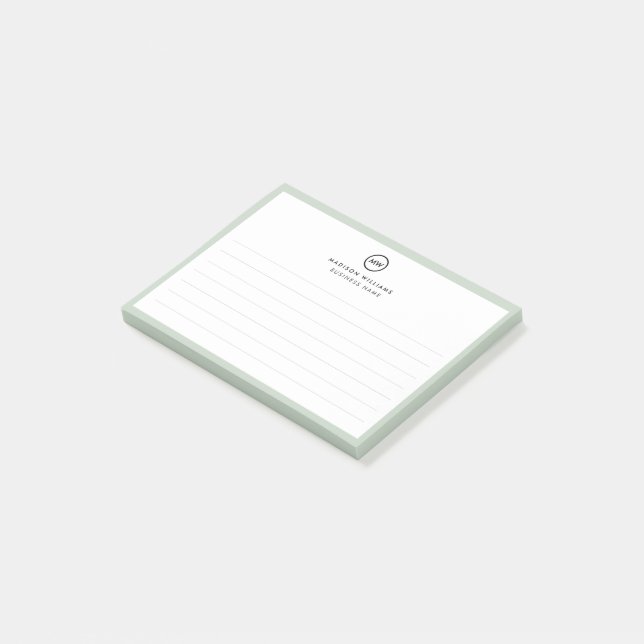 Notes de post-it monogramme minimum pour le client (Incliné)