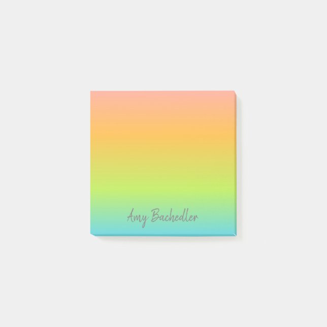 Notes de post-it Ombre Pastel Rainbow personnalisé (Devant)