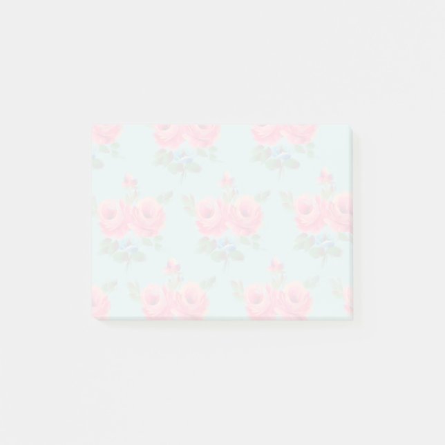 Notes de post-it roses fanées magnifiques de roses (Devant)