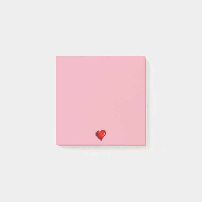 Notes de post-it rouges de rose de coeur de mode (Devant)