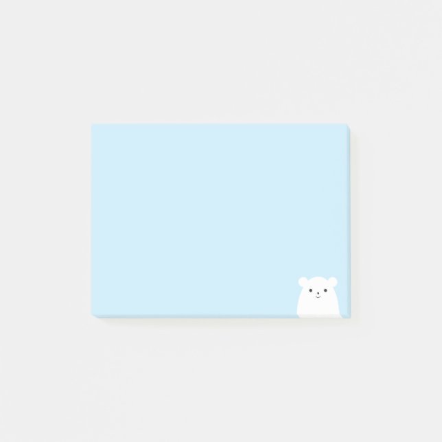 Notes de post-it semi-transparentes d'ours blanc (Devant)