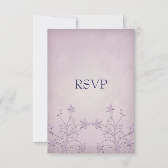 Notes de réponse de mariage floral Purple Mist (Devant)