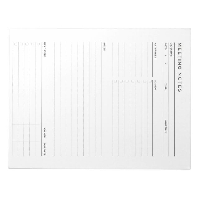 Notes de réunion Bloc-notes, Bloc-notes pour le tr (Devant)