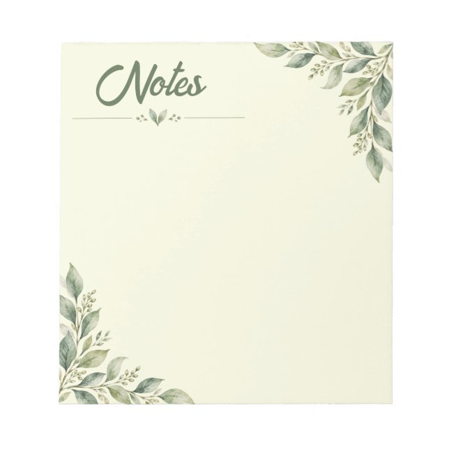 Notes de Zen Botanique | Bloc-notes vert minimalis (Devant)