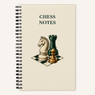 Notes d'échecs Cahier Chevalier ivoire et Tour ver