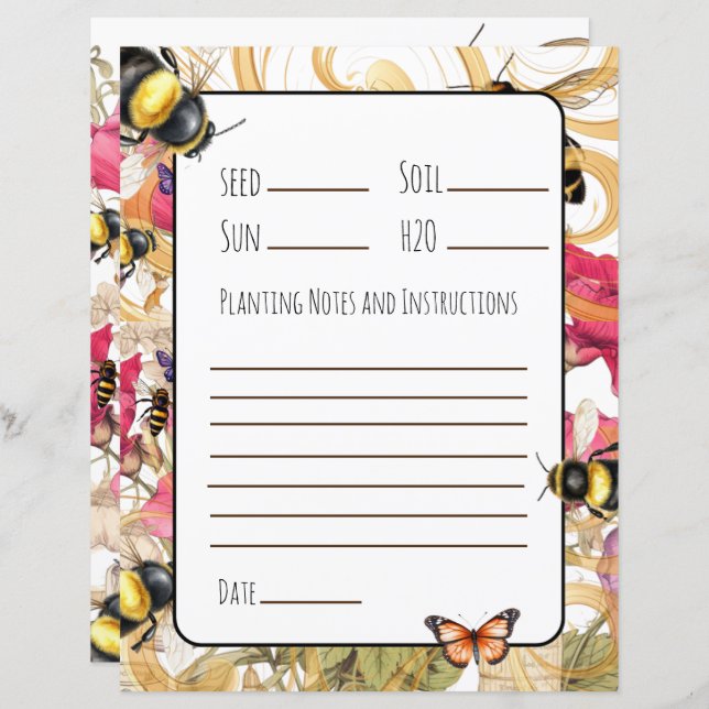 Notes et instructions de plantation pour les semen (Devant / Derrière)