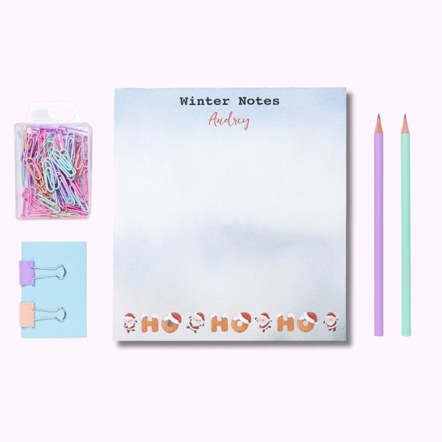 Notes hivernales | Nom | Bloc-notes Père Noël Ho H (Get this 40-page notepad to write your notes with the spirits of Christmas. Buy yours today!)