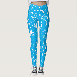 Notes musicales blanches sur les Leggings bleus