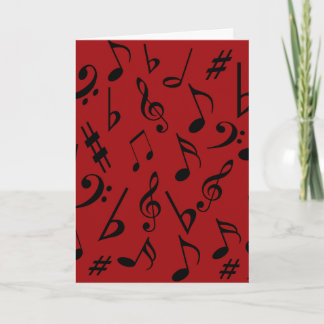 Notes musicales Carte de vacances - Rouge