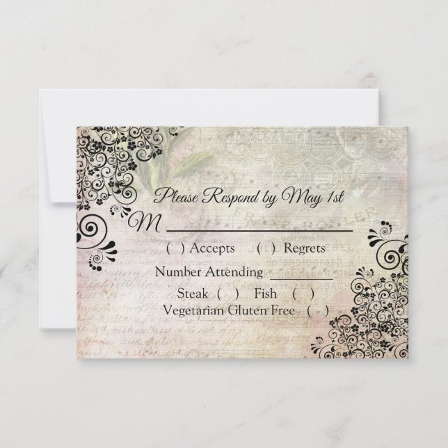 Notes musicales Carte RSVP de mariage (Devant)