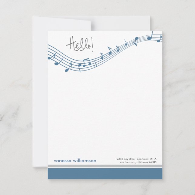 Notes musicales Cartes de notes plats personnalisé (Devant)