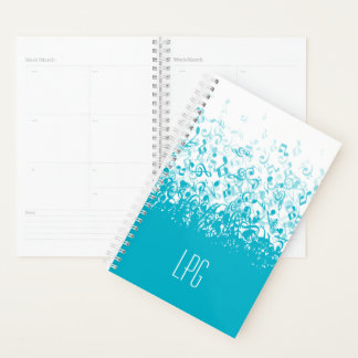 Notes musicales de pluie de monogramme Aqua