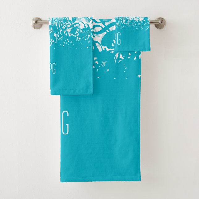 Notes musicales de pluie de monogramme Aqua (En situation)