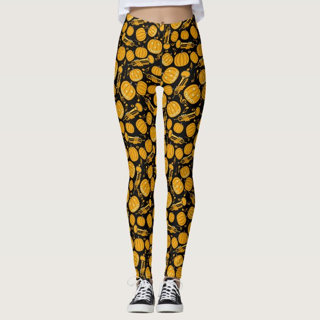 Notes musicales de trompette citrouille Leggings (Devant)