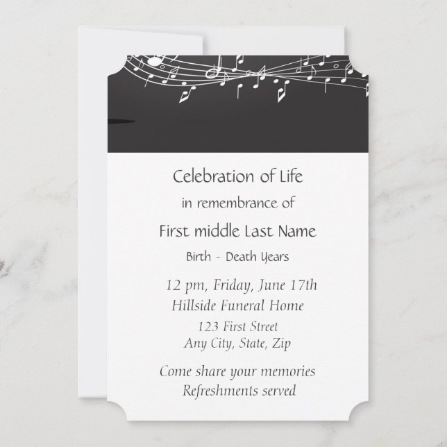 Notes musicales des Invitations du service commémo (Dos)