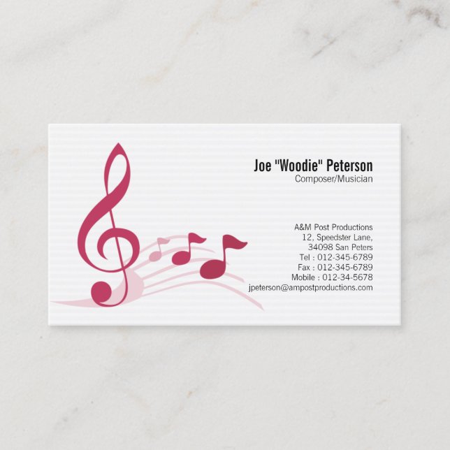 Notes musicales du Carte de visite de musique Treb (Devant)