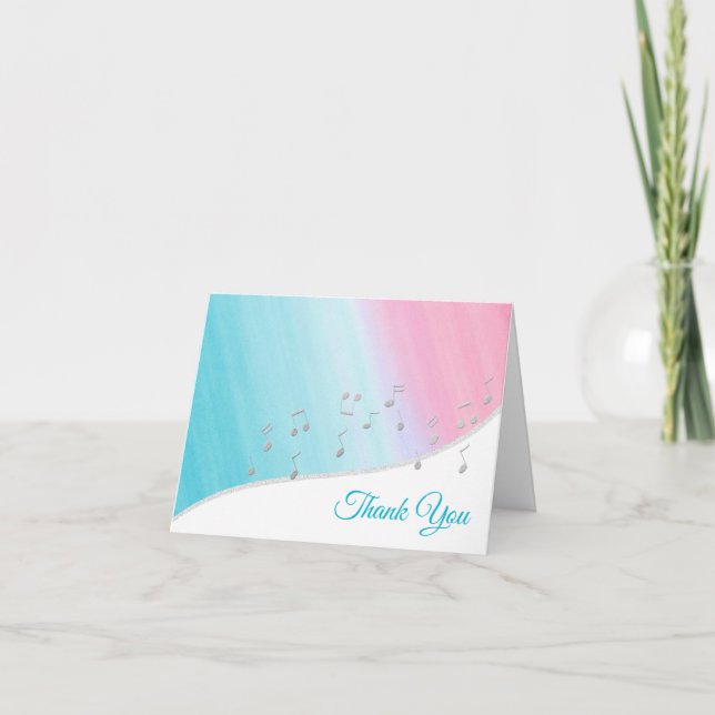 Notes musicales en argent Merci (Devant)