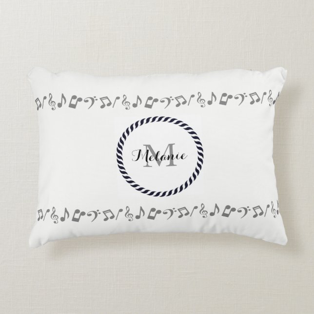 Notes musicales en argent Monogramme Coussin (Devant)