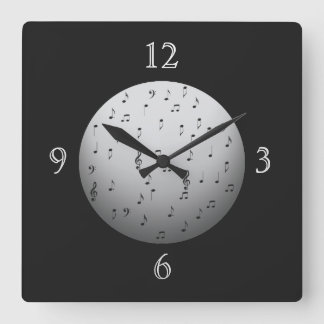 Notes musicales en noir et blanc> Horloges murales