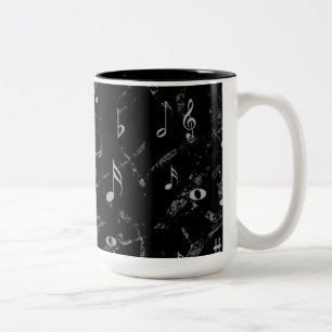 Notes musicales en noir et blanc Motif Mug café