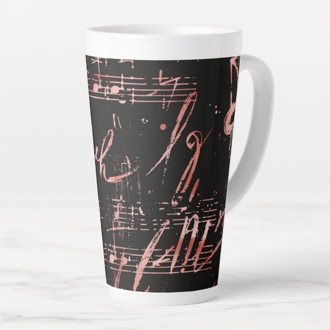 Notes musicales En Or Rose Grande Mug Latte (Angle droit)