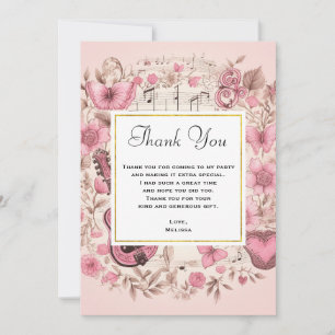 Notes musicales et fleurs Merci élégant