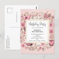 Notes musicales et fleurs Vintage Invitation d'ann