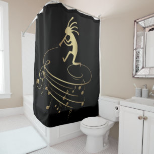 Notes musicales et rideau de douche Kokopelli