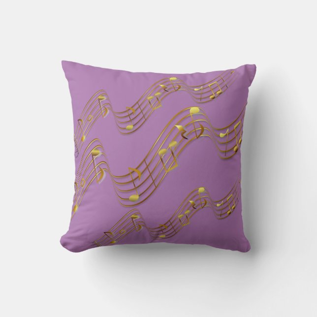 Notes musicales Gold Swirl Oreiller à lancer viole (Recto)