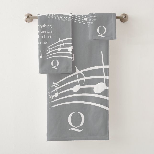Notes musicales grises modernes Monogramme (En situation)