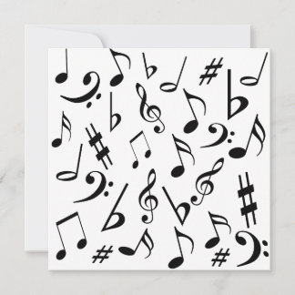Notes musicales Invitation personnalisable Black W