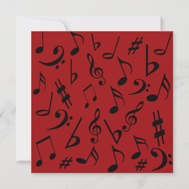 Notes musicales Invitation personnalisable Rouge & (Devant)