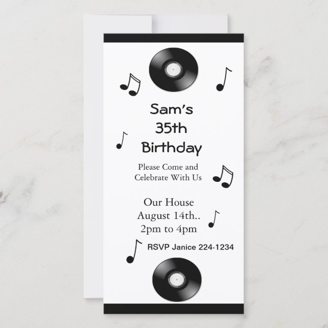 Notes musicales Invitations d'anniversaire (Devant)