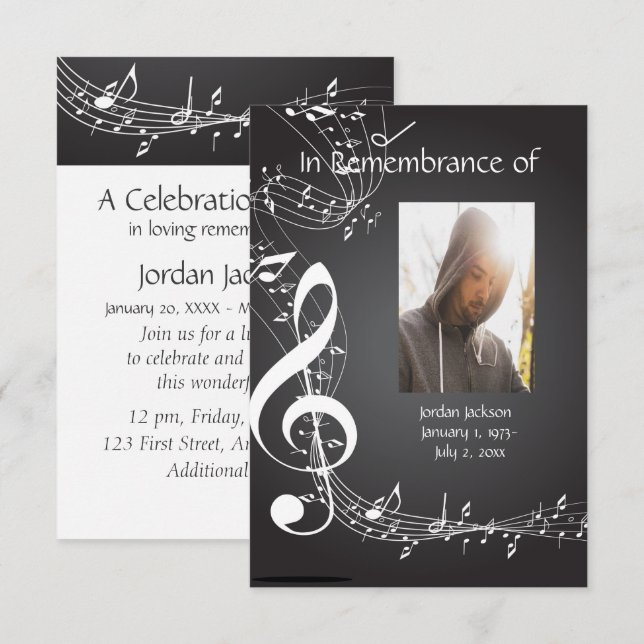 Notes musicales Invitations du service commémorati (Devant / Derrière)