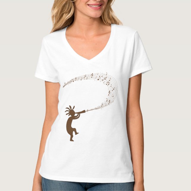 Notes musicales Kokopelli Native American T-Shirt (Devant)