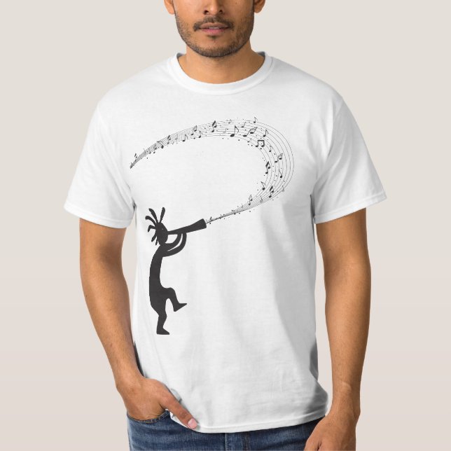 Notes musicales Kokopelli Native American T-Shirt (Devant)