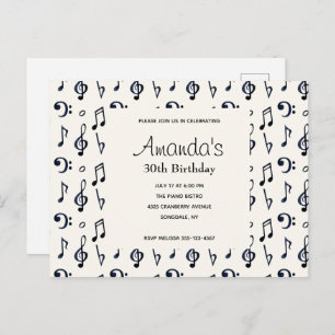 Notes musicales mignonnes Motif Invitation d'anniv