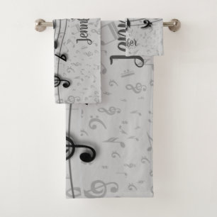 Notes musicales personnalisées en noir et gris