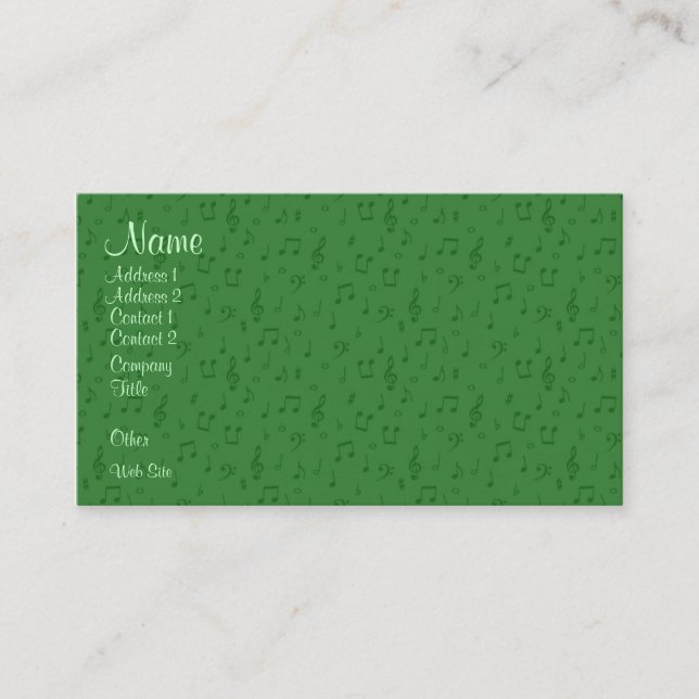 Notes musicales subtiles sur une carte de visite v (Devant)