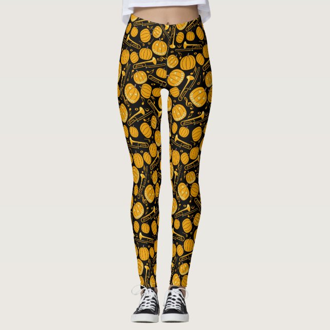 Notes musicales Trombone citrouille Leggings (Devant)