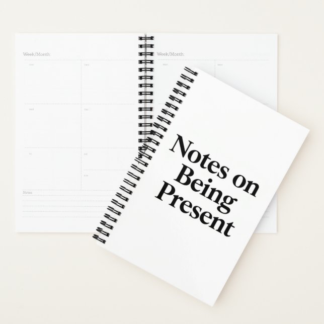 Notes on Being Present" Minimalist Planner (Devant avec enveloppe)