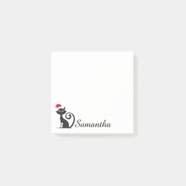 Notes personnalisées de Noël noir Chat Post-It (Devant)